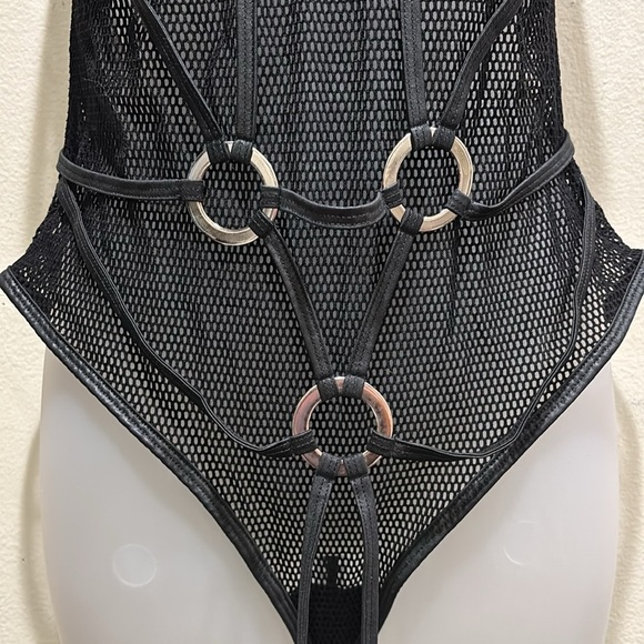 Yandy Black Mesh Bodysuit with Stylish Accents - Picture 2 of 6